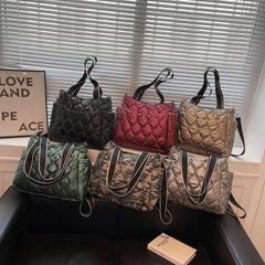 Casual Quilted Padded Crossbody Bag for Women Nylon Down Cotton Shoulder Bag