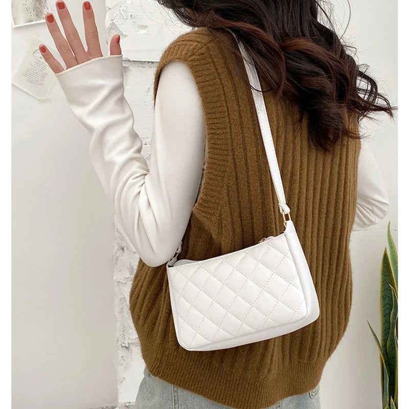 Casual PU Leather Shoulder Handbag with Zipper Messenger Bag