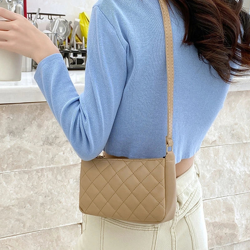 Casual PU Leather Shoulder Handbag with Zipper Messenger Bag