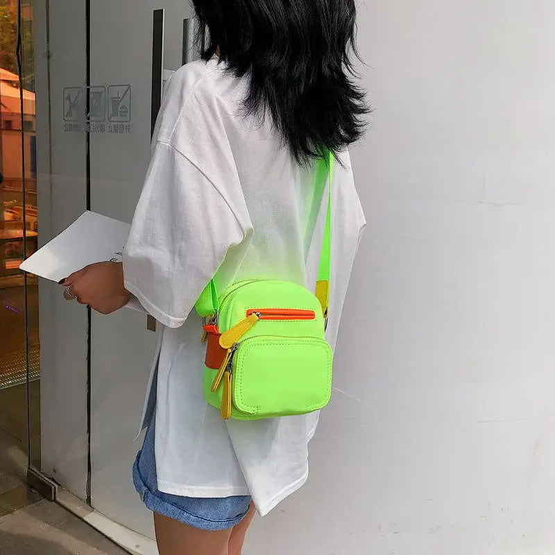 Casual Mini Square Bag Wide Belt Single Shoulder Crossbody Bag