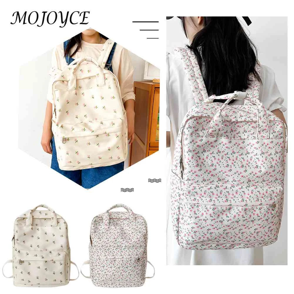 Small Fresh School Bag Flower Cloth Female Handbags for Women