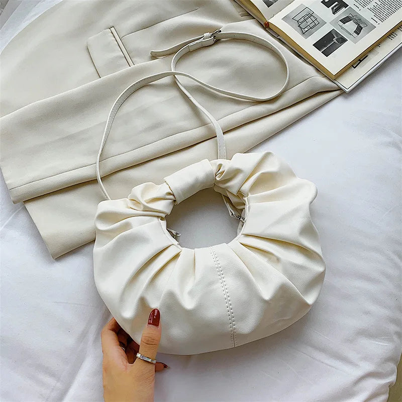 Soft Round Buckle Handbag for Women Cloud Bag