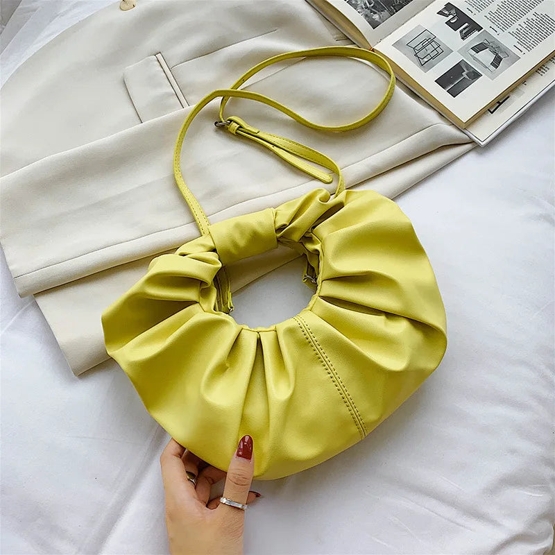 Soft Round Buckle Handbag for Women Cloud Bag
