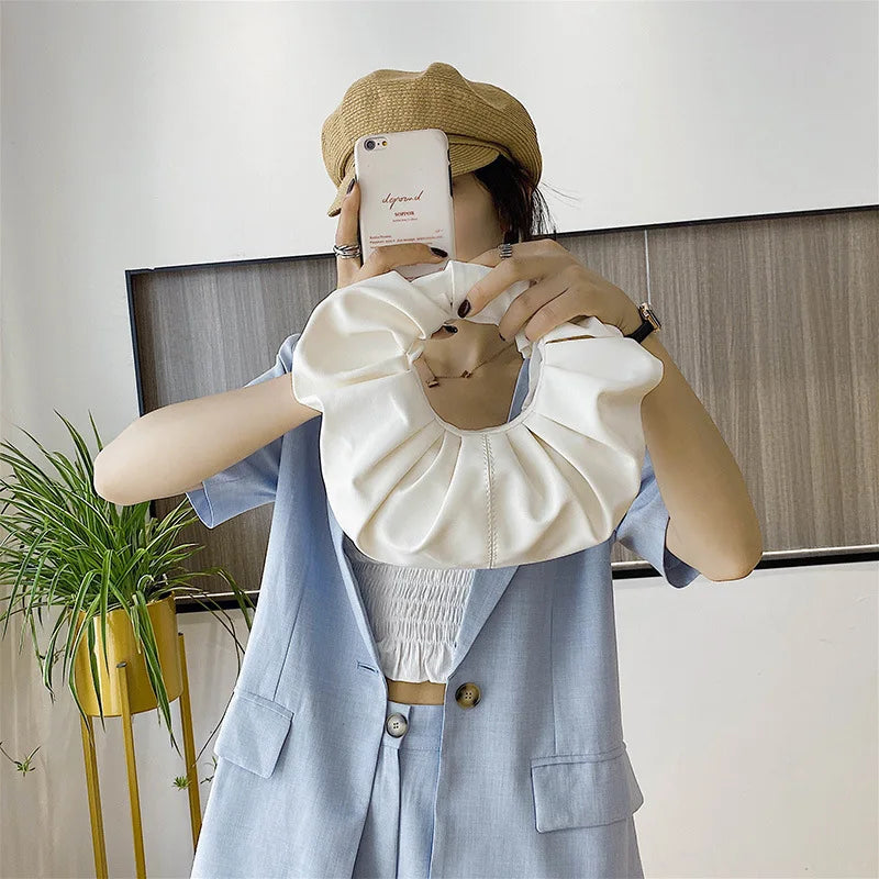 Soft Round Buckle Handbag for Women Cloud Bag