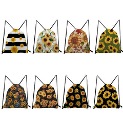 Yellow Sunflower Print Backpack Casual Softback Bag for Students