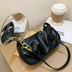 Casual Solid Underarm Shoulder Bag with Zipper Closure