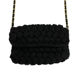 Solid Hand-woven Women Handbags Cotton Crochet Shoulder Messenger Bag