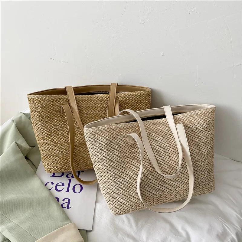 Straw Shoulder Bag Large Capacity Tote Lady Purses