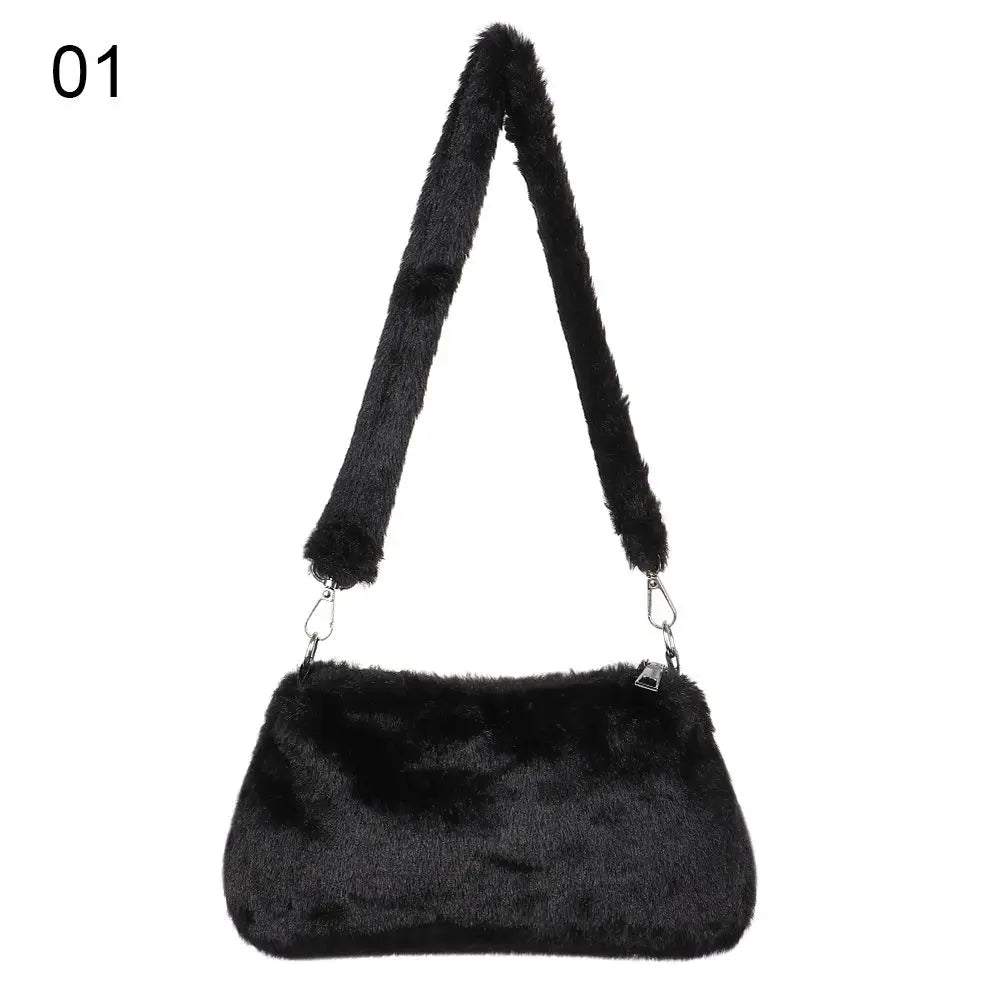 Leopard Plush Handbag Casual Style Shoulder Bag