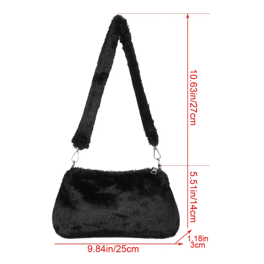 Leopard Plush Handbag Casual Style Shoulder Bag