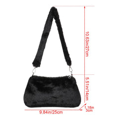 Leopard Plush Handbag Casual Style Shoulder Bag