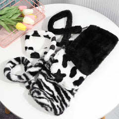 Leopard Plush Handbag Casual Style Shoulder Bag