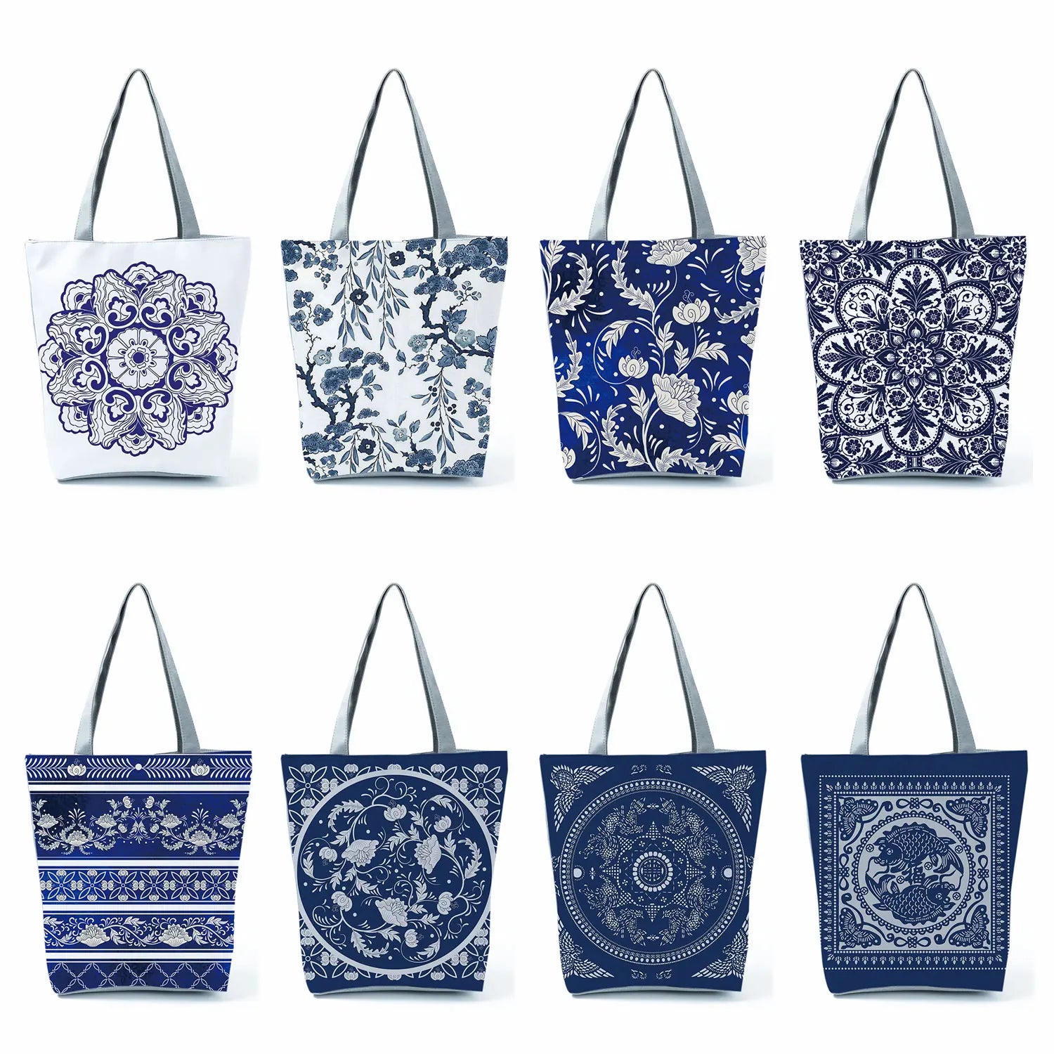 Teenager Shoulder Bag Floral Porcelain Geometry Abstract Pattern Handbag