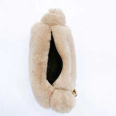 Thick Chains Hobos Women Shoulder Bags Lady Handbag Faux Fur Hand Bags