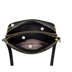 Casual Three Layer Shoulder Bag For Women Solid Crossbody Bag