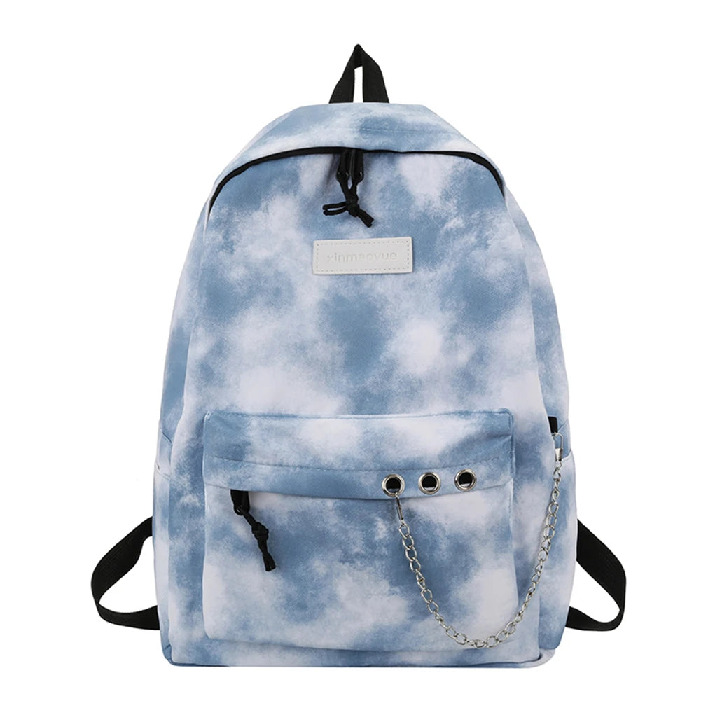 Tie Dye School Backpack Large Capacity Girls College Student Soft Bag