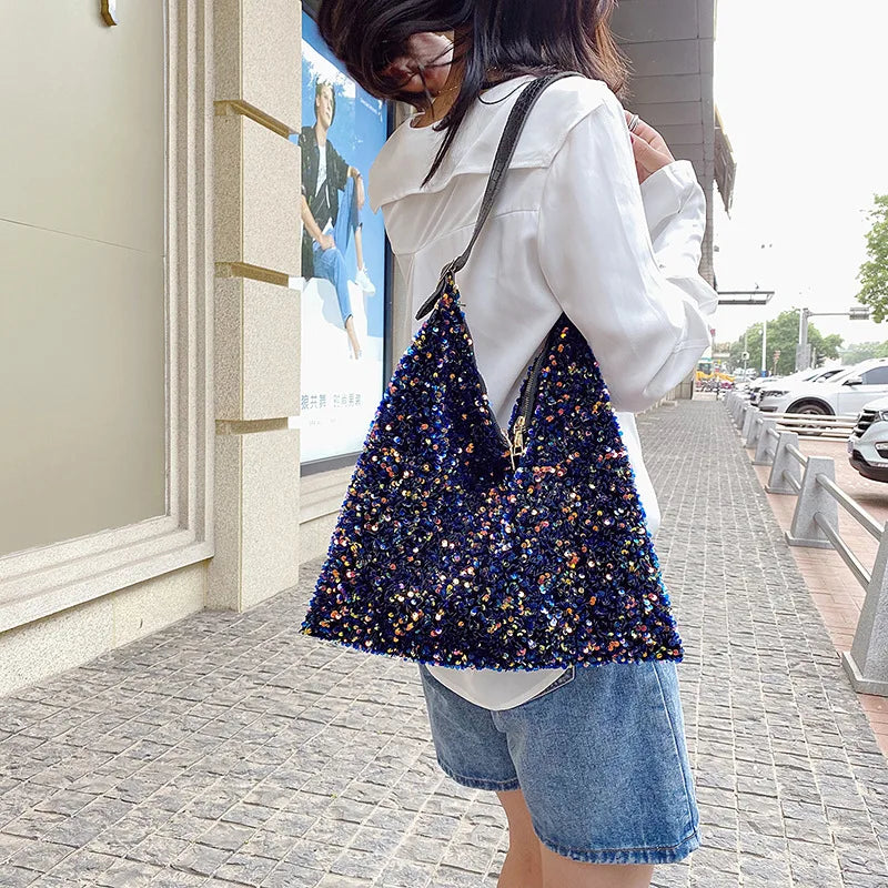 Sparkling Tote Bag for Women Sequins Shoulder Shopper Bags
