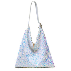 Sparkling Tote Bag for Women Sequins Shoulder Shopper Bags