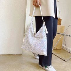 Sparkling Tote Bag for Women Sequins Shoulder Shopper Bags
