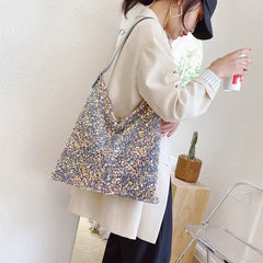 Sparkling Tote Bag for Women Sequins Shoulder Shopper Bags