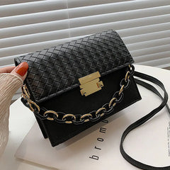 Casual PU Leather Shoulder Bag with Chain - Small Crossbody Purse