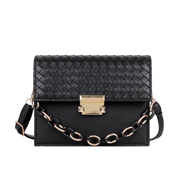 Casual PU Leather Shoulder Bag with Chain - Small Crossbody Purse