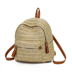 Women Anti-Theft Straw Mini Backpack Summer Shoulder Bag