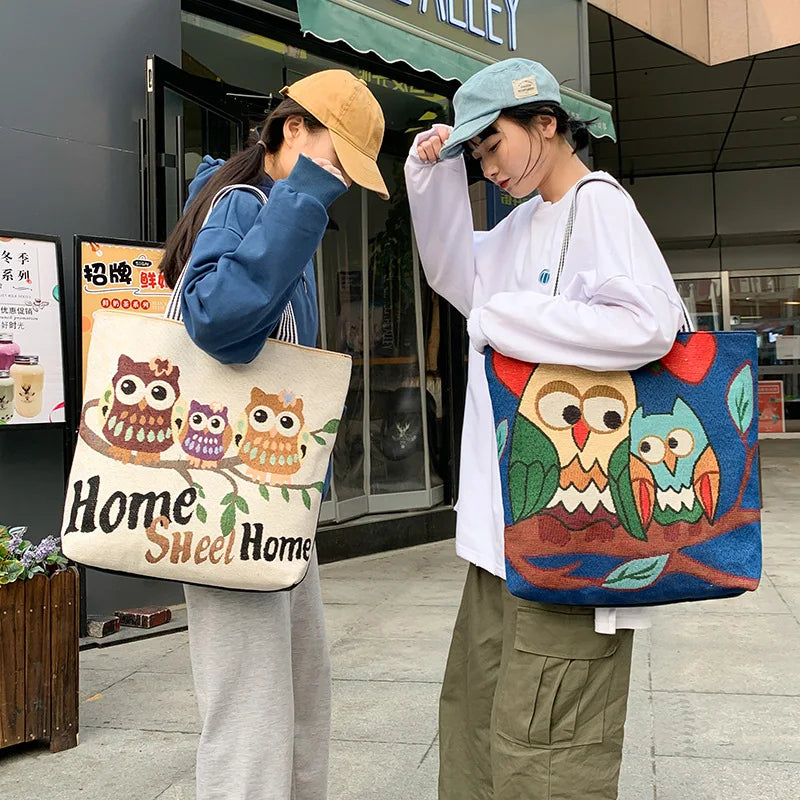 Canvas Shoulder Bag Women Fashionable Shopping Bags Large-capacity Handbag Tote