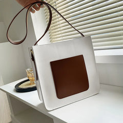Casual Women PU Leather Bucket Bag Crossbody Shoulder Handbag