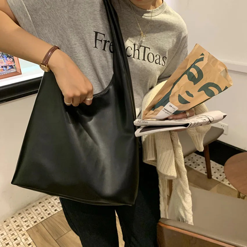 Casual Women Shoulder Bag PU Leather Handbag Winter Shopping Bags