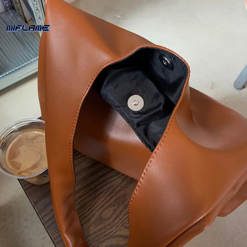 Casual PU Leather Women Shoulder Bag Tote Handbag