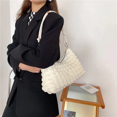 Casual Women Shoulder Bag Winter Shopping Totes Solid Canvas Crossbody Shoulder