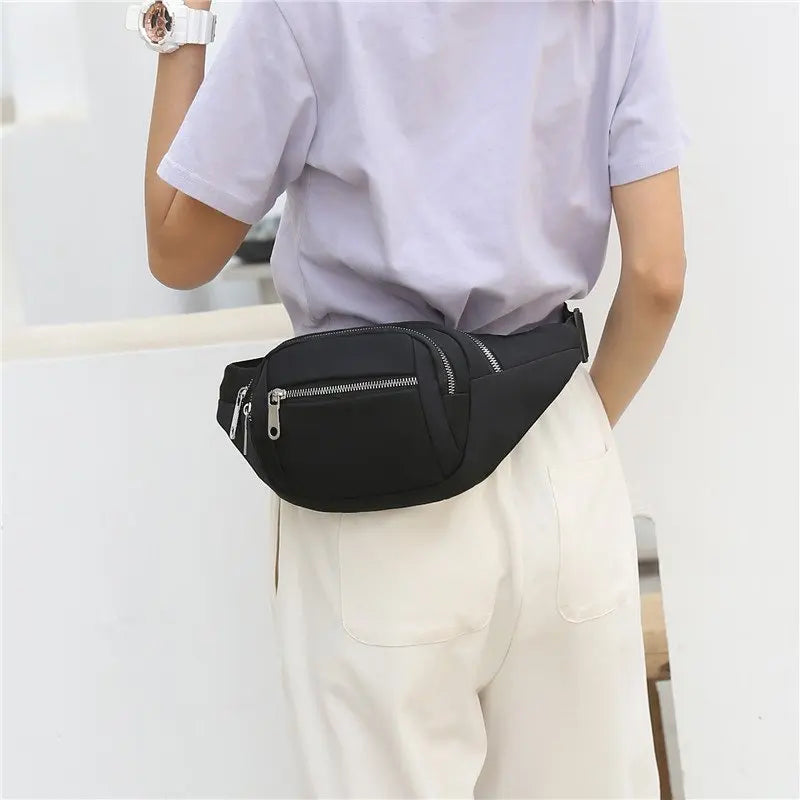 Casual Women Waist Bag Chest Bag Multi-Function Crossbody Pouch Nylon Travel