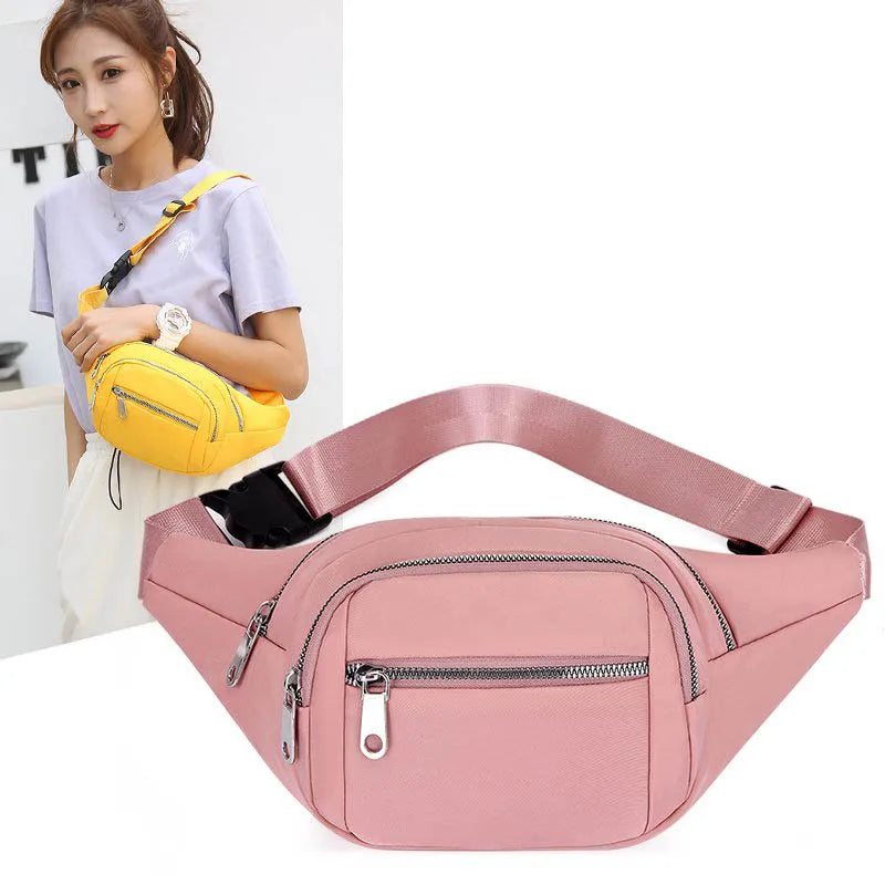 Casual Women Waist Bag Chest Bag Multi-Function Crossbody Pouch Nylon Travel