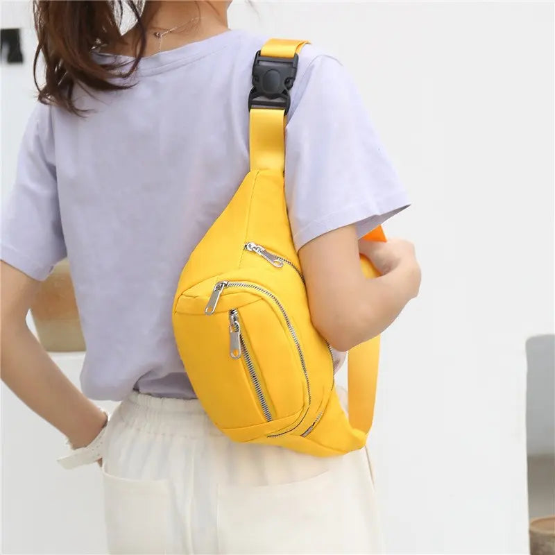 Casual Women Waist Bag Chest Bag Multi-Function Crossbody Pouch Nylon Travel