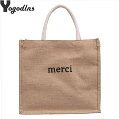 Women's Linen Letter Handbags Large Capacity Tote