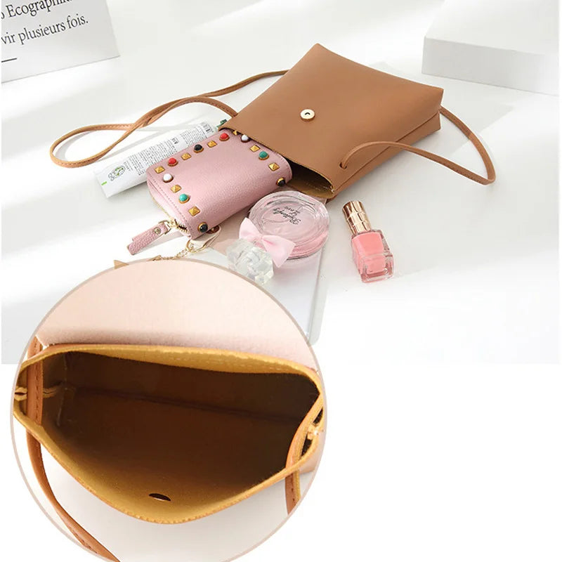 Casual Square Bag Mini Messenger PU Leather Shoulder Bag