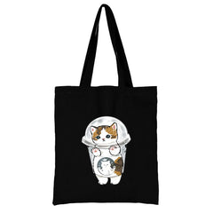 Cat Shopping Bag Woman Shopper Folding Canvas Tote Travel Bags
