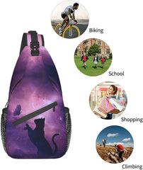 Cat & Butterfly Sling Bag Backpack for Travel Hiking