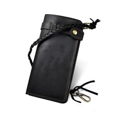 Crazy Horse Leather Chain Wallet Purse Handbag For Men