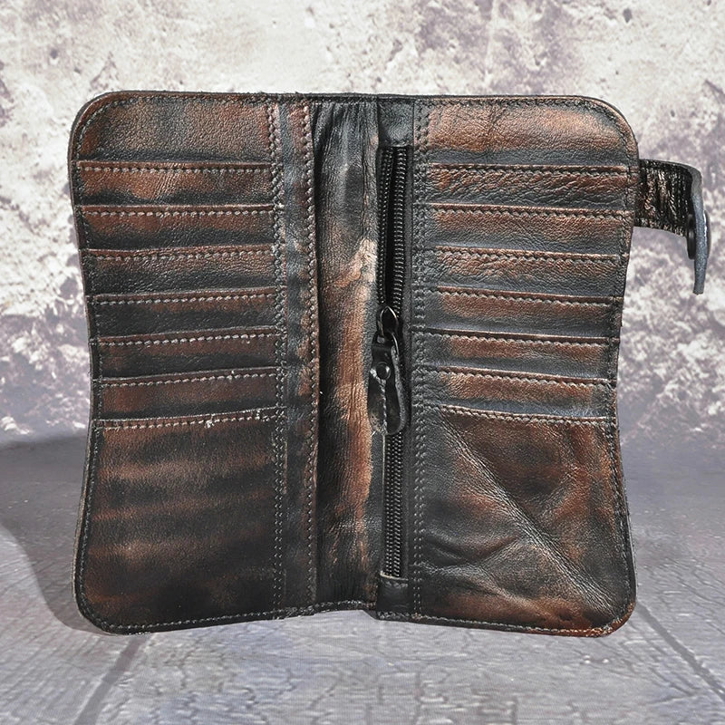 Cattle Male Bull Leather Checkbook Wallet 1088