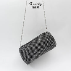 Cavilly Cylinder Bag Creative Armpit Double Chain Bag