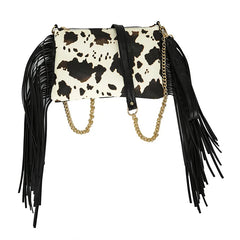 Celela Tassel Shoulder Bag Leopard Print Purse Clutch