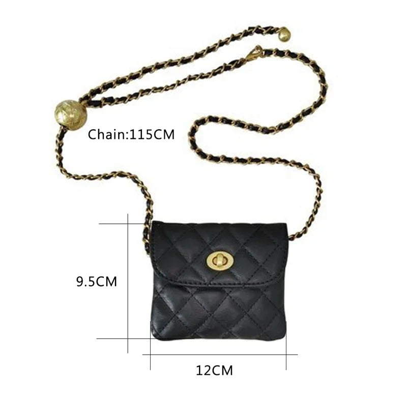 Leather Chain Bag for Women Waist Strap Chest Banana Bag