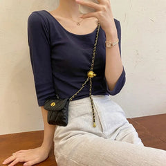 Leather Chain Bag for Women Waist Strap Chest Banana Bag