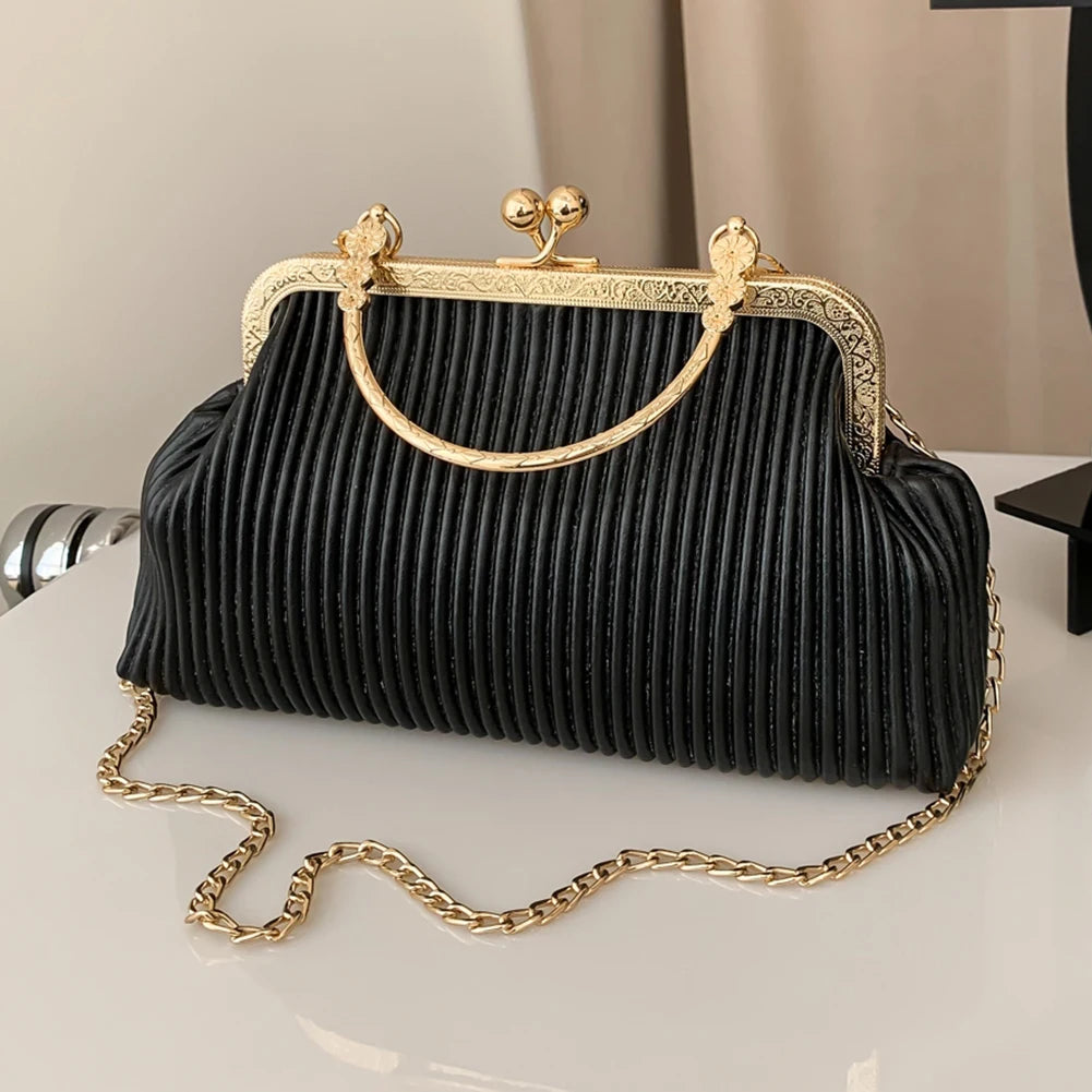 Chain Evening Bag Ladies Messenger Bag Soft PU Leather Metal Buckle