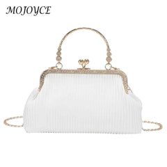 Chain Evening Bag Ladies Messenger Bag Soft PU Leather Metal Buckle