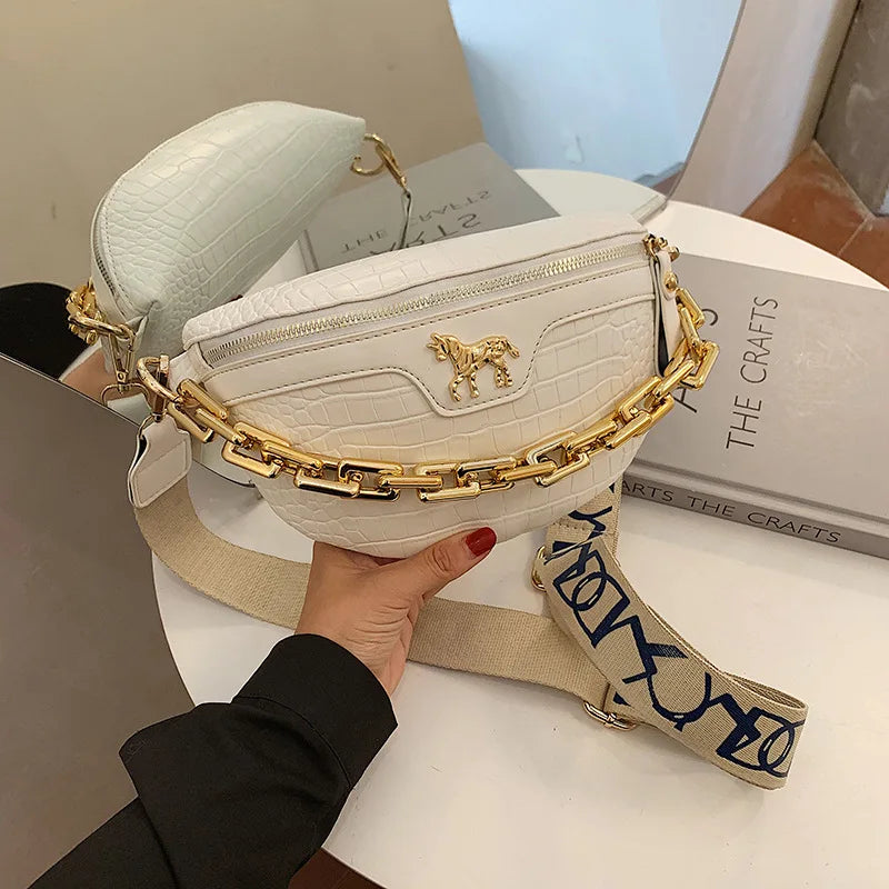 Chain Fanny pack Women Leather Waist Bag Mini Female Belt Bags