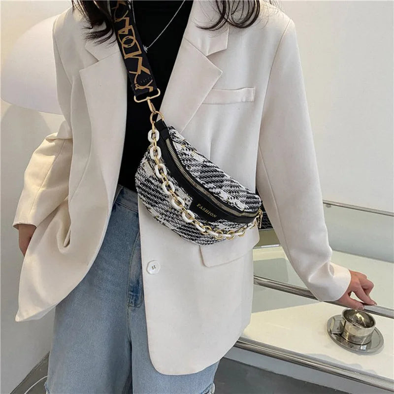 Canvas Female Belt Bag Clutch Fanny Pack Phone Pack Crossbody Chest Bags
