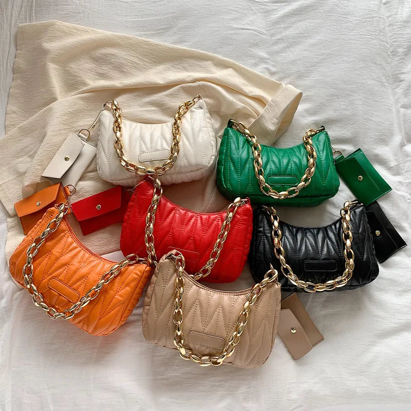 Chain Shoulder Bags Women Underarm Bag Handbags PU Leather Dumpling Bag